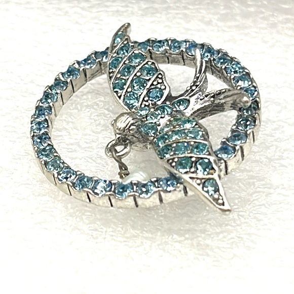 Bird Blue Brooch Crystal Flight Pearl Drop Pilgrim Danish Design SKANDERBORG - Picture 6 of 8